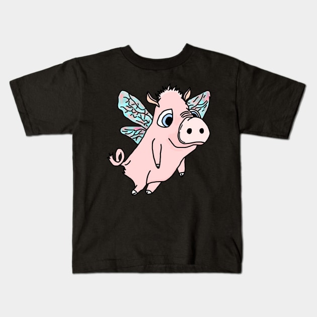 Flying Pig Kids T-Shirt by imphavok